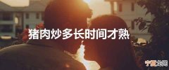猪肉炒多长时间才熟
