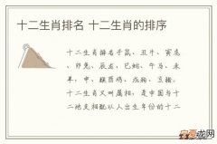 12生肖排序老大 十二生肖排老大
